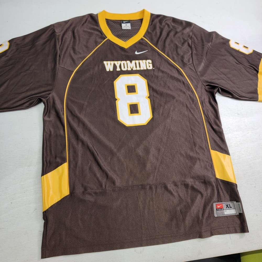 Nike Team NCAA Wyoming Cowboys Brown Mesh Men's Football Jersey #8 Sz XL EUC